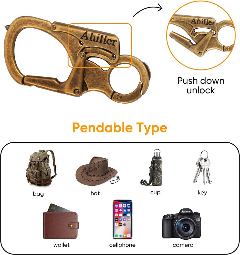 Ahiller Carabiner Keychain Clip, Double Lock Designed - Tungsten Steel Tip, Multifounction Tools for Camping, Hiking, Fishing, Outdoor Survival - Image 4